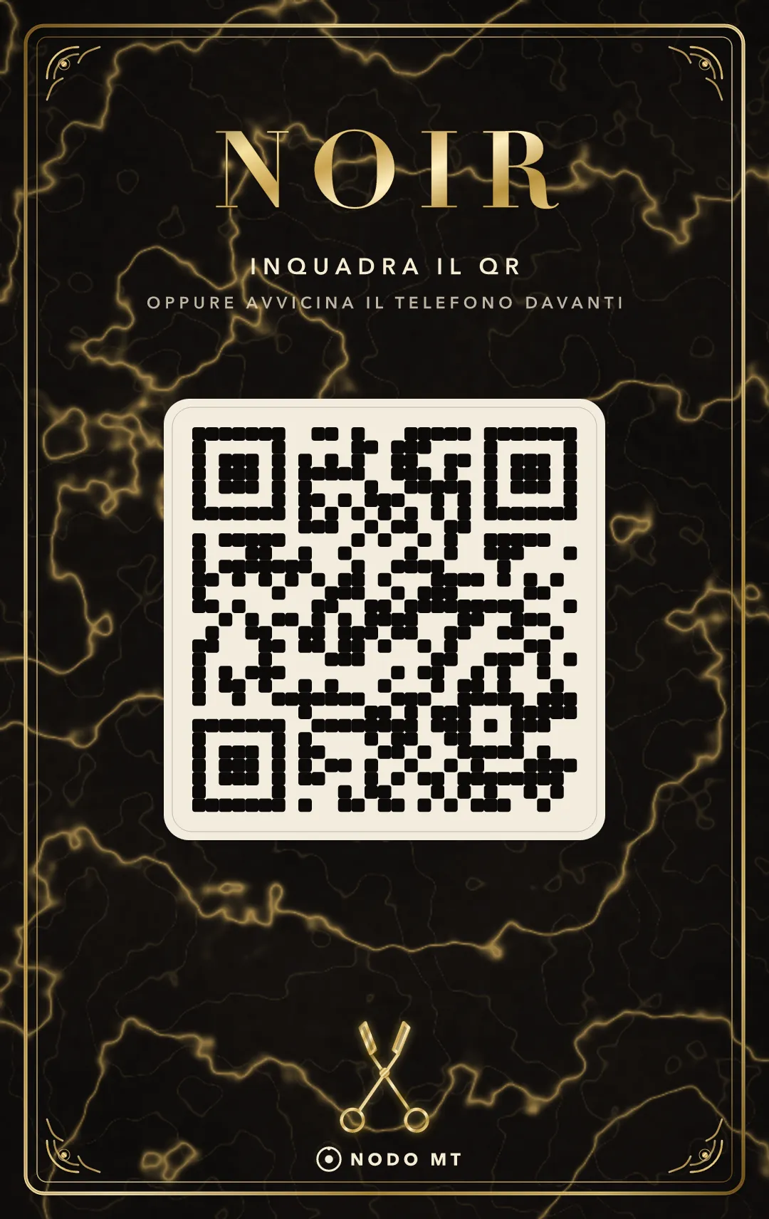 Il retro della NODO MT Card di NOIR Barber Club